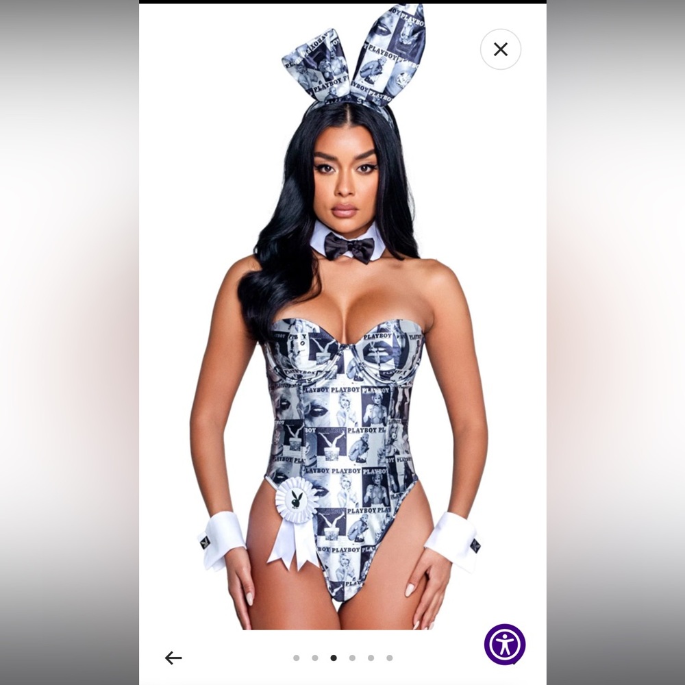 PLAYBOY Black and White Graphic Women's Bustier
